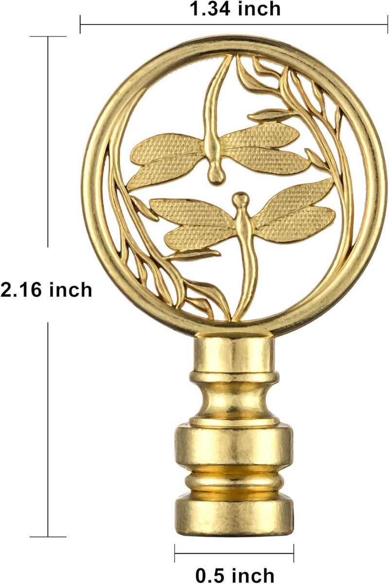Qc Brass Lamp Finials - 2 Packs, Dragonfly Design Solid Metal Finials for Table lamps and Floor Lamps, Lamp Shade Toppers Screw On Cap, Decorative Lamp Shades Top Nut, Oriental LampShade Knob - Image 4